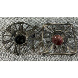 (2) Vtg Cast Iron Candle Holder Pyrex Other Black Legs Stand